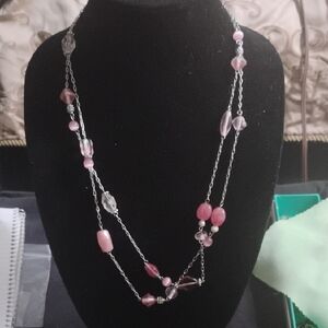 Lia Sophia Pink and Silver Chain Necklace